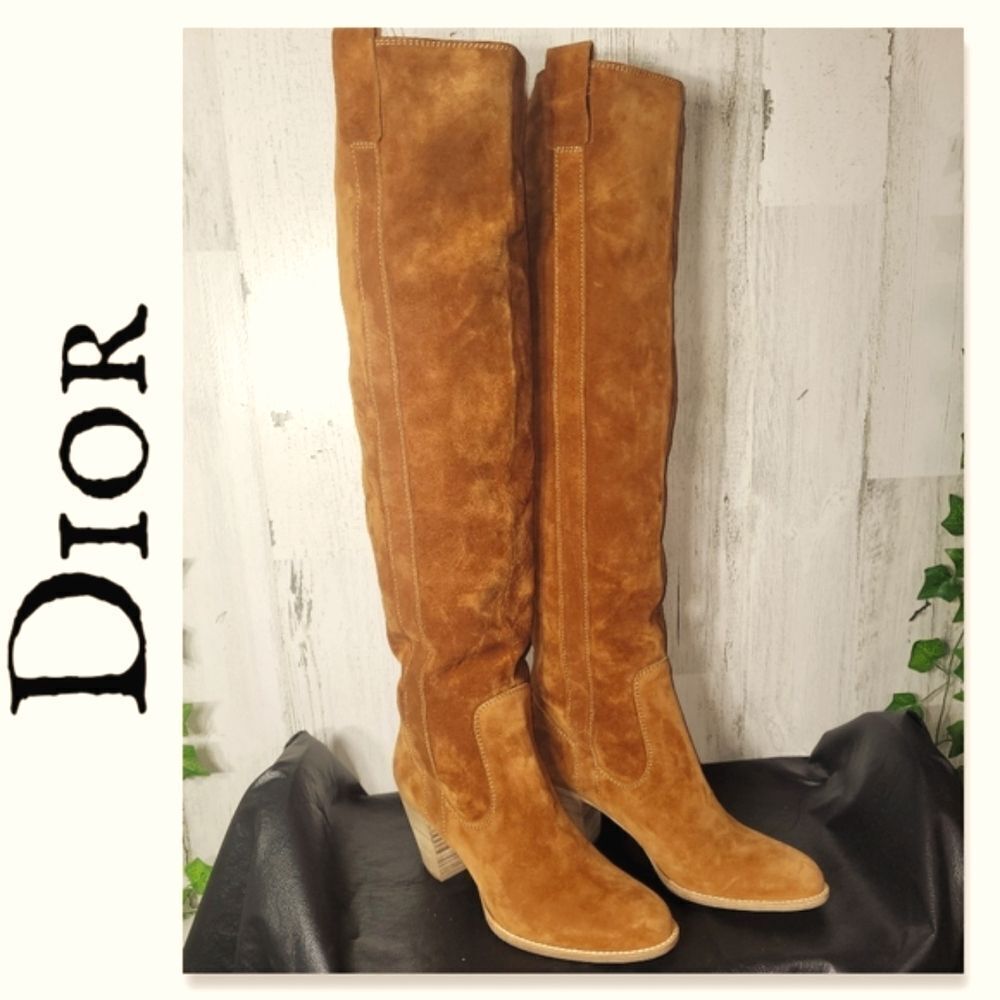 Christian Dior Suede Over the knee Boots Authentic Diors Vintage NEW NE…